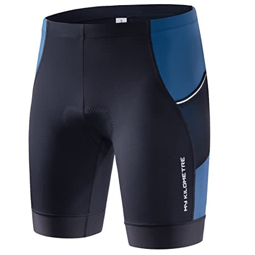 Image of MY KILOMETRE Men's Triathlon Shorts - Professional Cycling Tri Shorts with Drawstring, Breathable & Quick-Drying 2 Side Pockets for Long-Distance Races Sea Blue