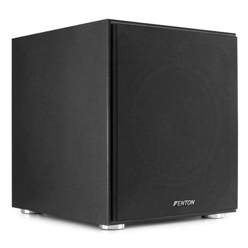Image of Fenton SHFS12B 12" Active Subwoofer with Built-In 400W Amplifier, Adjustable Crossover & Phase Control, Front-Firing Bass Speaker for Home Cinema & HiFi Audio Systems - Black
