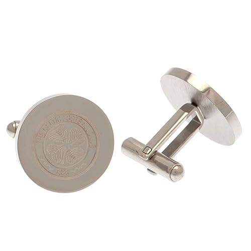 Image of Celtic FC Round Stainless Steel Cufflinks (One Size) (Silver)