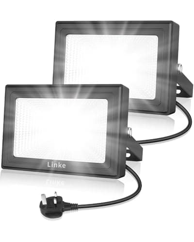 Image of Linke LED Floodlights 60W with Plug, 5200LM Super Bright Work Light, IP66 Waterproof 6500K Daylight White Flood Light Mains Powered for Outdoor Garden, Porch, Courtyard, Garage & Warehouse, 2 Pack