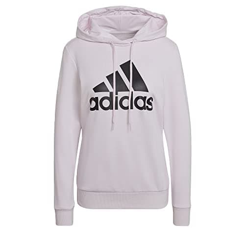 Image of adidas Women's Essentials Relaxed Logo Hoodie, Almost Pink/Black, XS