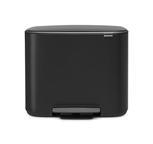 Image of Brabantia Bo Pedal Bin - 11 + 23L Inner Buckets (Matt Black) Waste/Recycling Kitchen Bin - Soft Closing Lid