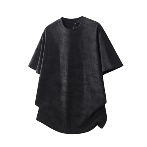 Image of Seiizaa Men's Crewneck Short Sleeve T-Shirt Summer Casual Breathable Top-Black-S