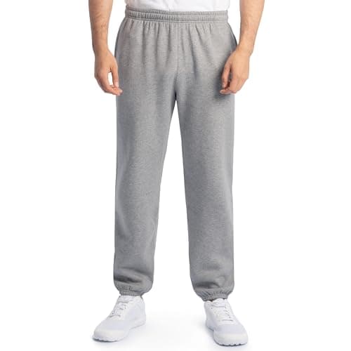 Image of Fruit of the Loom Men's Eversoft Fleece Tracksuit Bottoms, Grey Heather, XL