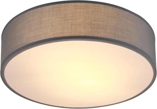 Image of MONZANA® Flush Ceiling Light, Grey Fabric 30cm for 1x E27 Bulb Socket for LED Bulbs max. 40w, Suitable for Living Room, Kitchen, Bedroom, Home Office, Hallways, Kids Room Ceiling Flush Light