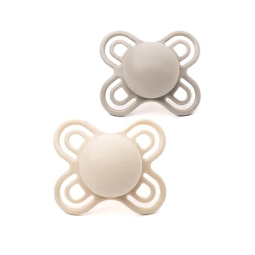 Image of MAM Perfect Soothers | 0-2 Months | 2 Pack | Newborn Dummies | Comes in Dummy Steriliser Case | Sustainable Materials | Baby Accessories for Newborn | Cream/White (Various Designs)