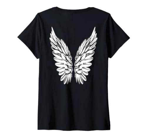 Image of Womens White Wings Freedom Guardian For Men & Women Angel V-Neck T-Shirt