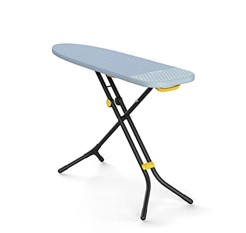Image of Joseph Joseph Glide Ironing Board 130 x 38cm with Compact Adjustable Legs and Integrated Heat Resistant Steam Iron Rest, Cotton Cover, Grey & Yellow