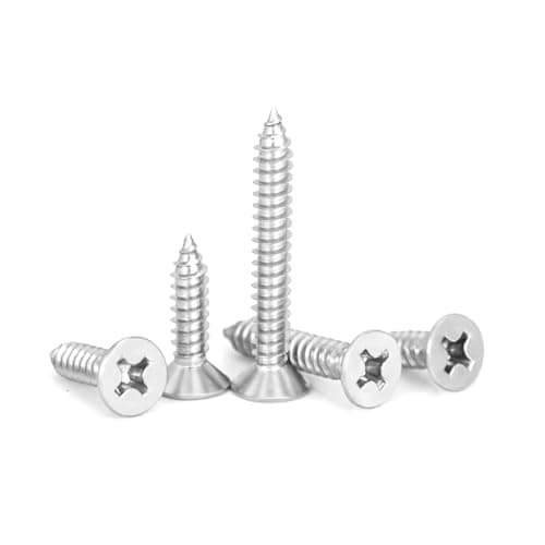 Image of 60 Pcs M6 X 30mm 304 Stainless Steel Self-Tapping Screws, Phillips Flat Head Corrosion Resistant Multi-Purpose Screws for Wood, Drywall, Furniture & DIY Projects