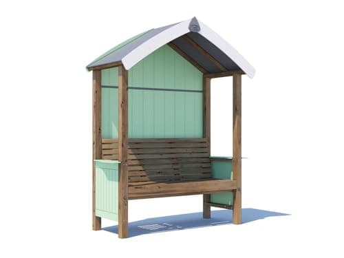 Image of Dunster House Wooden Garden Arbour with Seat – 1.72m Wide, Pressure Treated Timber Frame, 10mm Solid Roof Panels, Weather Resistant Patio Seating, All Fixings Included