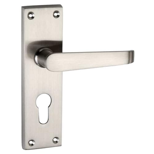 Image of Designer Levers - Victorian Straight Lever Door Handles - Satin Chrome - 1 Pair - Interior Use - Euro Lock Door Handle