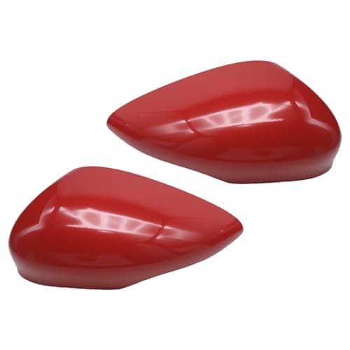 Image of Ollanoos 8A6117K746CA Left and Right Side Door Wing Mirror Cover, Red Plastic Door Wing Mirror Cover Caps, Replacement for Ford Fiesta MK7 2008-2017