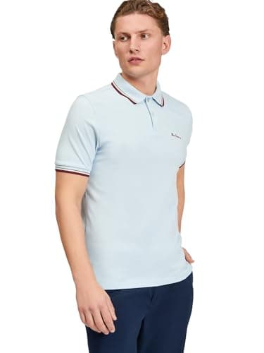 Image of Ben Sherman Men's Signature Pique Polo Shirt, powderblue, L