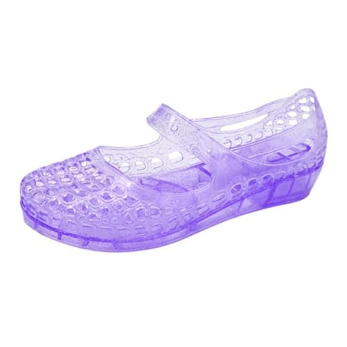 Image of SLNLUYK Jelly Shoes Womens UK Slip on Soft Hollow out Loafers Sandals Soft Glitter Crystal Jelly Flat Heel Summer Beach Shoes Ballet Flats Sandles