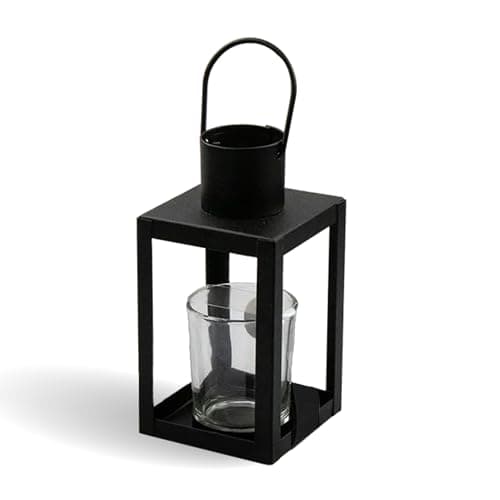 Image of Lizzy Small Square Black Lantern | Lantern Portable Candle Holder Square Home Hanging Decor Indoor Tabletop Outdoor Events Parities and Halloween Decoration (1)