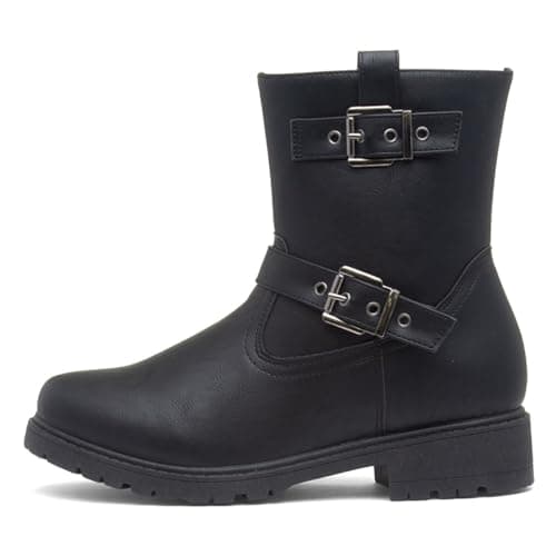 Image of Lilley Womens Black Buckle Zip Up Ankle Boots - Size 4 UK - Black