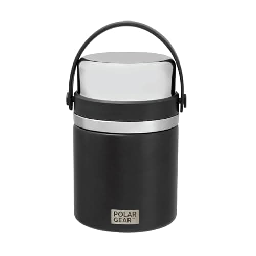 Image of Polar Gear 600ml Hot Food Flask & Foldable Spoon - Vacuum Insulated Double Wall Stainless Steel Thermos Soup Flask Jars Leakproof and BPA Free - Lunch Thermal Food Flasks for Hot Food Kids & Adults
