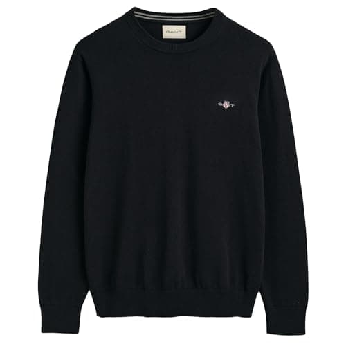 Image of GANT Mens Cotton Crew Neck Sweater - Black 005 - XL