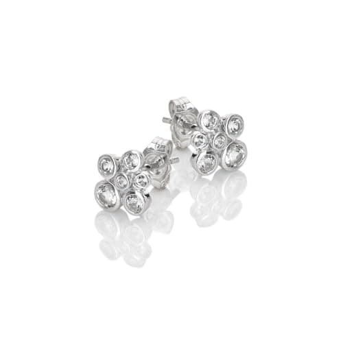 Image of Hot Diamonds Tender Cluster Topaz Earrings in 925 Sterling Silver, White Topaz and Real hand Set Diamonds | Luxury Gift Wrap Included