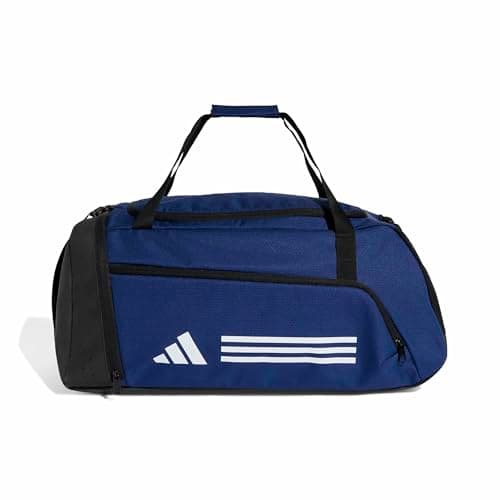 Image of adidas Unisex Essentials 3-Stripes Duffel Bag, Dark Blue/White, M