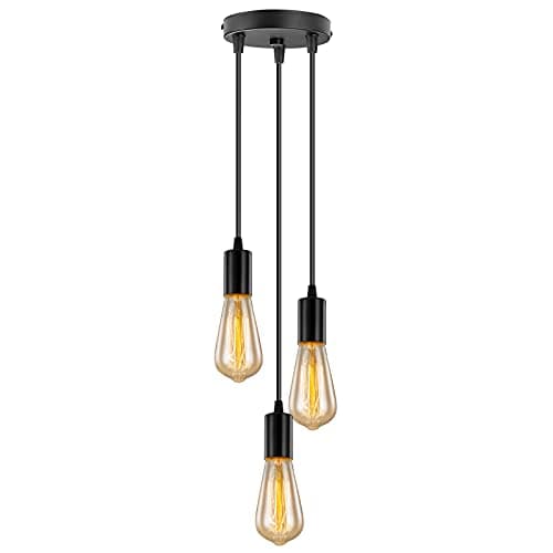 Image of Licperron Black Industrial Pendant Light with 3 Lights,Vintage Farmhouse Hanging Light for Dining Room and Living Room