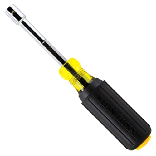 Image of Klein Tools 65410MAGM Metric Magnetic Color-Coded Nut Driver, Hollow-Shaft, Heavy-Duty 10 mm Hex, Pass-Through Design, 6-Point Socket, and Cushion-Grip Handle