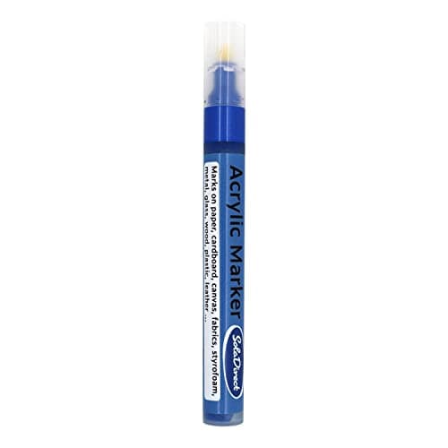 Image of SolaDirect Metallic Blue Permanent Marker Pen, Bullet Tip 2.5 mm Point, Acrylic Paint Based, Multi-Surface, Work on Stone, Wood, Leather, Fabric, Plastic, Rubber, Glass, Cardboard