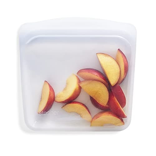 Image of Stasher Sandwich Bag (Clear) | Reusable Freezer Bags For Travel and Food Storage | Silicone Plastic Food Bags | 21cm x 20.3cm x 1.3cm / 440ml