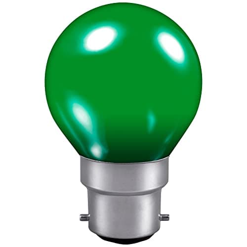 Image of Crompton Lamps 15W Golfball BC-B22d Dimmable Colourglazed IP65 Green 10lm BC Bayonet B22 Incandescent Round Coloured Outdoor External Festoon Light Bulb