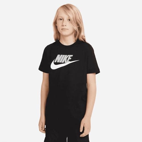 Image of NIKE Boys B Nsw Tee Futura Icon Td T-shirt, Black/(Lt Smoke Grey), XS EU