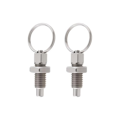 Image of EMSea 2PCS Spring Plunger with Pull Ring M10 Quick Release Pin Stainless Steel Non-Locking Type Stubby Hand-Retractable Spring Plunger for Industrial Equipment