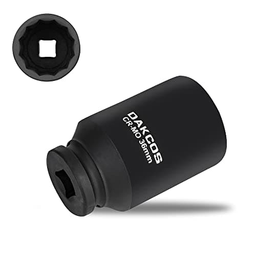 Image of DAKCOS 36mm Socket 1/2" Drive 12 Ponit Impact Wrench Deep Socket Drive Shaft Tool Power, CR-MO