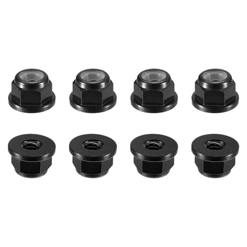 Image of sourcing map Nylon Insert Hex Lock Nuts, 8pcs - M3 x 0.5mm Aluminum Alloy Self-Locking Nut, Anodizing Flange Lock Nut for Fasteners(Black)