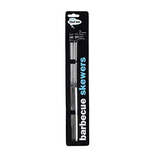 Image of Chef Aid 10 Inch Metal BBQ Skewers, Ideal for BBQ's and Homemade Kebab's and Perfect for Meat, Vegetables and Sweet Treats, Pack of 4 Skewers Each Measuring 25.5cm / 10 inches
