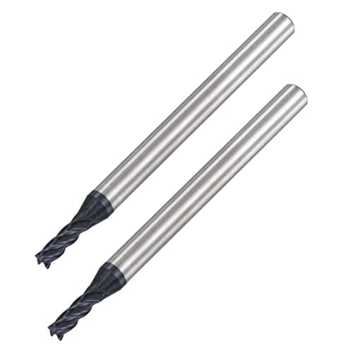 Image of sourcing map Square Nose End Mill, 2.5mm Tip Dia Solid Carbide AlTiN Coated CNC Router Bits 4 Flute Spiral Milling Cutter HRC45 with 4mm Shank 50mm (2-inch) Length, 2pcs