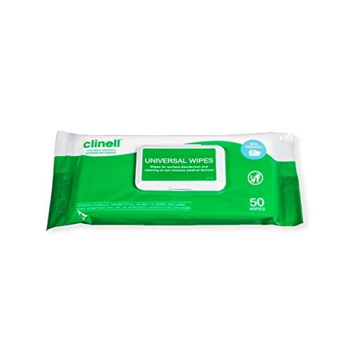 Image of Clinell Universal Cleaning and Disinfectant Wipes - Pack of 50 Multi-Purpose Wipes, Kills 99.99% of Germs, Effective from 30 Seconds