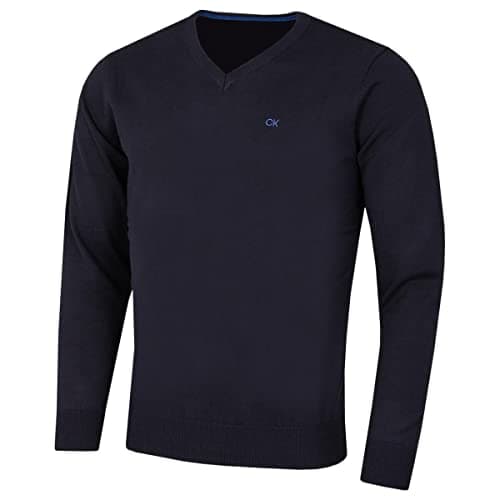 Image of Calvin Klein Mens V-Neck Sweater - Navy - L