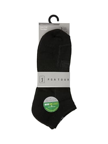 Image of PGA Tour Golf Socks for Men - 3 Pack Men's Low-Cut Sport Socks, Black (Size 7-12)