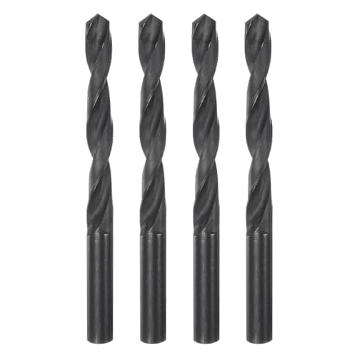 Image of sourcing map 4pcs Jobber Drill Bits 12mm (15/32") Nitride Coated High Speed Steel (HSS) 4341 Twist Drill Bits for Stainless Steel Copper Aluminum Alloy Metal Wood Plastic, Black