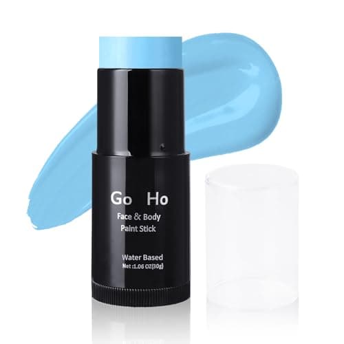 Image of Go Ho Light Blue Face Paint Stick Washable (1.06 Oz),Water Based Pale Blue Face Body Paint,Full-coverage Cream Blue Body Paint for Halloween Cosplay SFX Corpse Bride Sally Makeup