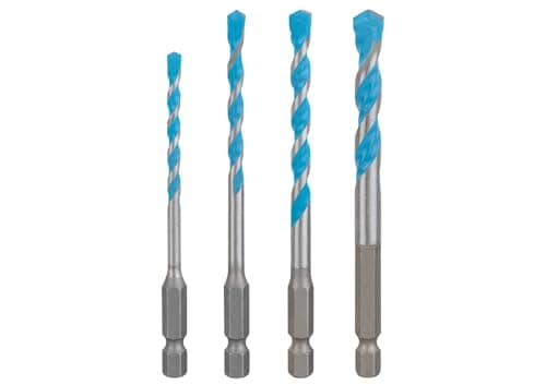 Image of Bosch 4X Expert HEX-9 Multi Construction Drill Bit Set (for Concrete, Soft Ceramic Tiles, Ø 4,0, 5,0, 6,0, 8,0 mm, Professional Accessory Impact Drill/Driver, Drill Drivers)