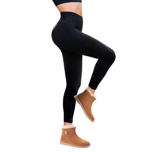 Image of Walifrey Fleece Lined Leggings Women, High Waisted Thermal Leggings Women Black SM