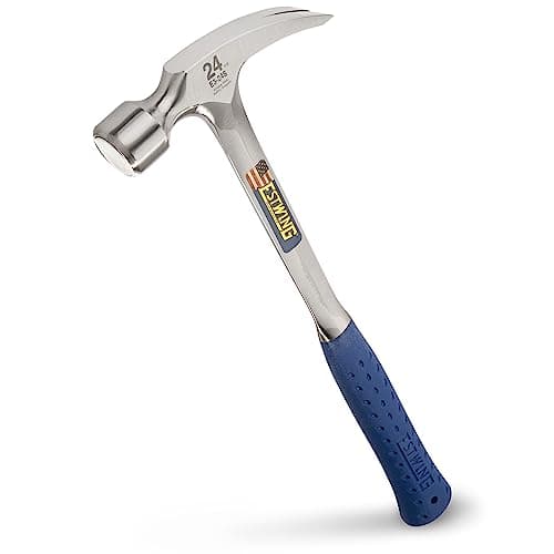 Image of Estwing E3/24S Straight Claw Framing Hammer - Vinyl Grip,Silver,680g (24oz)