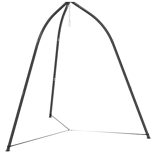 Image of Outsunny Hanging Chair Stand, Tripod Hammock Chair Stand Only with Chain, Adjustable Height, Weather & Rust Resistant, Load Capacity 150 kg, for Patio, Garden, Black