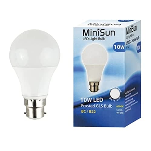 Image of MiniSun | High Power 10W LED BC B22 SMD GLS Energy Saving Long Life Bulb | LED Bulbs, Home Décor & Improvement Essential | 6500K Cool White