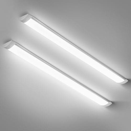 Image of muzha 2 Packs LED Batten Lights 4FT 40W 4000k Daylight,Low Profile Wall or Ceiling Surface Mounted Fitting for Home/Workshop/Office/School Restaurant