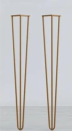 Image of Stormguard 3-Pin Steel Hairpin Legs, Set of 2, Modern Furniture Legs with Screws & Feet Protectors, Various Sizes & Colours Available (Gold, 102cm)