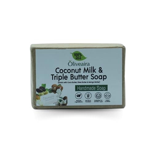 Image of OLIVEAIRA Coconut Milk with Triple Butter Hand Soap Bar 75g, Enriched with Shea, Cocoa & Mango Butter, Deep Cleansing & Detox with Intense Moisturization for Smooth, Hydrated, Radiant Skin