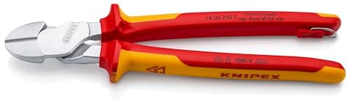 Image of KNIPEX High Leverage Diagonal Cutter Chrome-Plated Insulated with Multi-Component Grips, VDE-Tested with Integrated Insulated Tether, 74 06 250 T