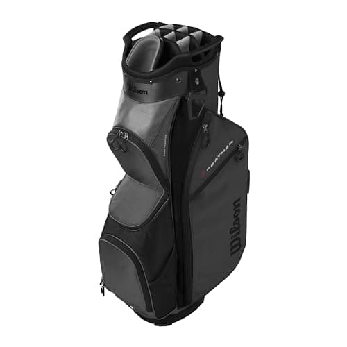 Image of Wilson Feather Cart Bag, With 14-Way Top and Nine Storage Pockets, Keeps Clubs Organised & Protected, Colour: Grey/Black